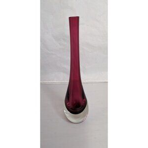 Vintage Art Cased Glass Vase Cranberry Bud Vase Floral Flowers‎